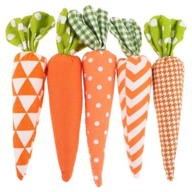 Imagem de MAGICLULU Decoração de Páscoa Com Cenouras, Conjunto de 5 Cenouras Artificiais de Tecido para a Páscoa, Enfeites Rústicos de Feltro Recheado, Decoração Artificial para Bandeja de Legumes, Ideal
