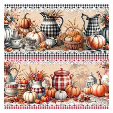 Imagem de Tricoline Digital Barrado Abóboras Vintage 100% Algodão