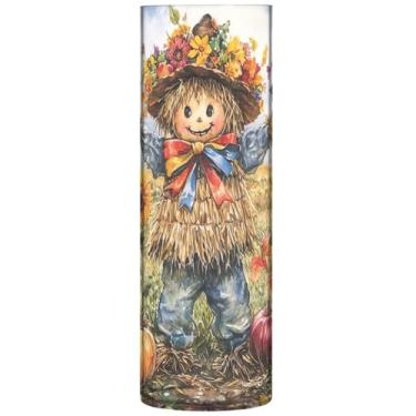 Imagem de Vaso de flores cilíndrico decorativo outono espantalho floral grande vaso de flores bonito personalizado exclusivo decoração de casa estética, 30 cm x 9,9 cm