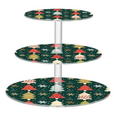 Imagem de Árvores de Natal, floco de neve, verde, 3 camadas, suporte para cupcake, chá, acrílico, torre de bolo, bandejas de servir de casamento, para festa, sobremesa, decoração de doces