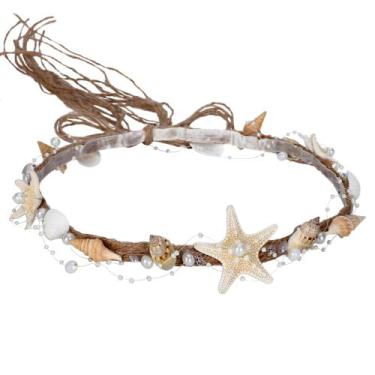 Imagem de Faixa de cabeça PartyForU Starfish Shell Crown  Faixa de cabelo Seashe