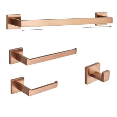 Imagem de Porta Shampoo para Banheiro，Kit Acessórios Para Banheiro Completo 4 Peças Inox 40/60cm Toalheiro De Banheiro Dourado Escovado(Rose Ouro 40cm)