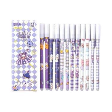 Imagem de Caneta Gel Azul Apagável 0.5mm Ponta Fina Pacote Com 12 Para Estudante