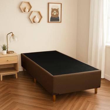 Imagem de Base Box Solteiro com Pés em Madeira Marrom