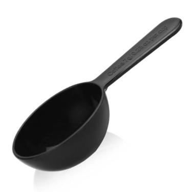 Imagem de Colher de chá de medição, mini colher de café de plástico preta multifuncional 15 ml colher de leite em pó para casa