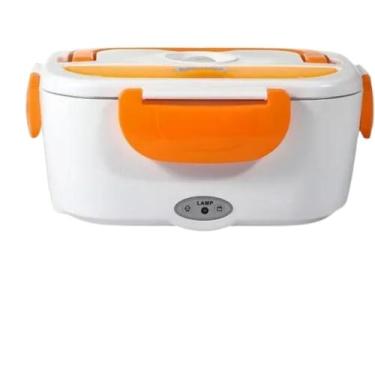 Imagem de Marmita Elétrica Portátil 1,5L com Duas Divisórias Internas Removíveis BiVolt 110V/220V com Aquecimento Rápido e Tampa com Trava Ideal para Casa, Trabalho, Escritório, Caminhão e Carro (Laranja)