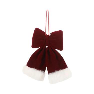 Imagem de Laço De Natal Em Veludo Vermelho Com Corda Para Decoração De Casa, Gui