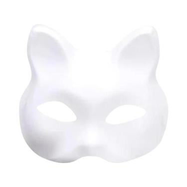Imagem de Máscaras De Gato Para Fantasia DIY Pintáveis Em Branco Acessórios Para