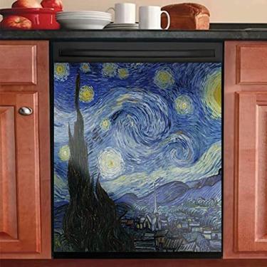 Imagem de Capa de lava-louças Starry Night Ímã Decorativo Tampas de lava-louças para a porta da máquina de lavar louça, Adesivo para máquina de lavar louças magnéticas Painel de cobertura para cozinha