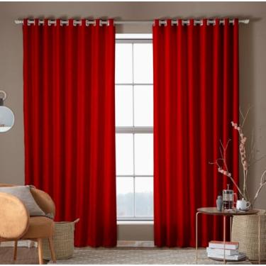 Imagem de Cortina Em Tecido Jacquard Para Sala E Quarto 2,00m X 1,60m (Vermelho)