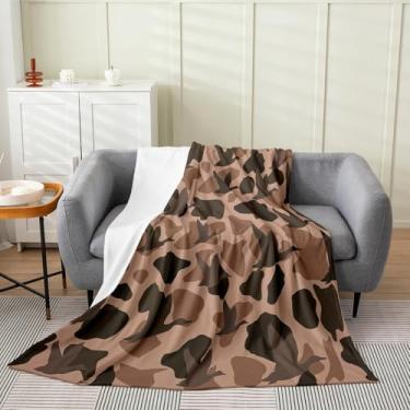 Imagem de Cobertor de lã de camuflagem de pato selvagem 127 cm x 152 cm cobertor de flanela de camuflagem de pato felpudo para meninos meninas caça para cama sofá cadeira sala de estar marrom macio cinza