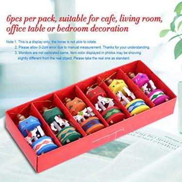 Imagem de Generic Ornamento de Cavalo de Carrossel de Madeira Ecológico Merry Go Round Decoração de Natal Presente para Crianças, Pacote de 6 para café e Sala de Estar