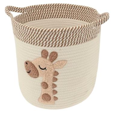 Imagem de ZJRDYYK Cesta de armazenamento de corda de algodão, cesto de berçário, cesto de roupa suja de tecido para berçário, cobertores de sala de estar, brinquedos, roupas