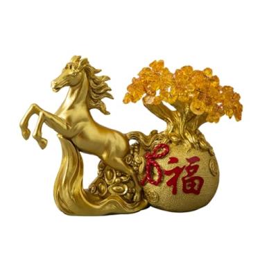 Imagem de MotiveTech Estátua de Cavalo da Árvore da Fortuna Feng Shui, Centro de Mesa Sorte, Colecionável, Ano Chinês 2026, para Sala de Estar, Escritório e Quarto.