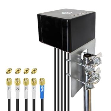 Imagem de Maswell Antena celular 600 MHz ~ 8,0 GHz 4 x 4 MIMO 5G e antena GNSS 4G 3G LTE WiFi6E UWB montagem em placa L antena cúbica omnidirecional SMA macho impermeável