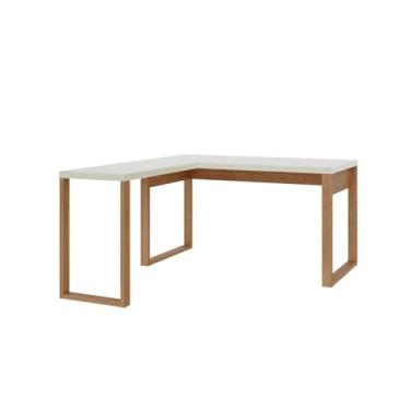 Imagem de Escrivaninha Mesa Escritório 100% Mdf Industrial Freijó/Off White