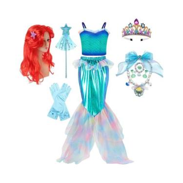 Imagem de Fantasia De Princesa Ariel Pequena Sereia Para Crianças, Conjunto De V