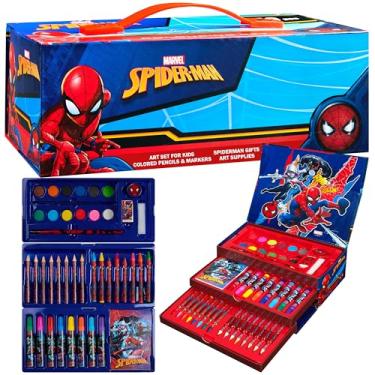 Imagem de Marvel Pasta Tintas para crianças Spiderman Avengers com cera e lápis de cor 40 peças (Multicolor Spiderman)
