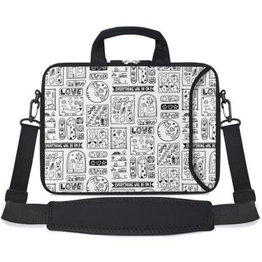 Imagem de RICHEN Bolsa de ombro para laptop 14 15 15,4 15,4 15,6 polegadas bolsa mensageiro bolsa de ombro para notebook bolsa de transporte neoprene com bolso de acessórios (14-15,6 polegadas, desenho animado)