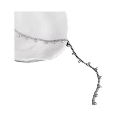 Imagem de Colar Choker De Renda Banhado a Ouro Com Corrente De Contas E Franjas 