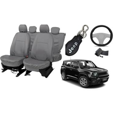 Imagem de Capa De Couro Cinza Para O Banco Jeep renegade 2020 a 2026, Proteção Impermeável, Resistente, Elegante e Fácil de Instalar, Ideal para Proteger o Estofado do Seu Carro Contra Sujeira, Desgaste e Danos