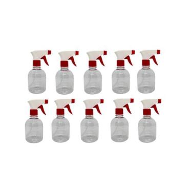 Imagem de Kit 10 Frasco Pulverizador / Borrifador 350ml - VERMELHO E BRANCO - NA