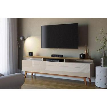 Imagem de Rack Bancada Ambiente Classic 3 Gavetas com Nicho 2.2 Off White Freijó