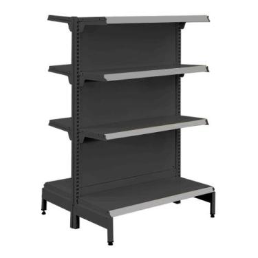 Imagem de Gôndola Prateleira Preta 4 Níveis 40x30 New Plus 1,40 Central Inicial 