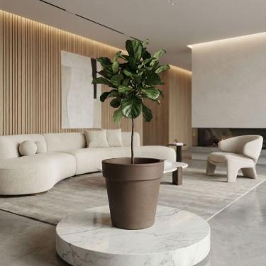 Imagem de Vaso Redondo 37cm Efeito Concreto Leve Decorativo - JVREC37