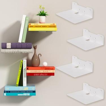 Imagem de Deasolin Prateleiras de livros flutuantes montadas na parede, estante invisível flutuante, estante oculta de aço resistente para quarto, sala de estar, escritório, branco, pacote com 4