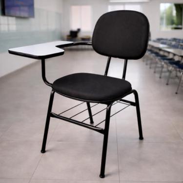 Imagem de Cadeira Escolar Universitária com Prancheta Lateral e Gradil,Ideal para Escolas, Faculdades e Salas de Treinamento
