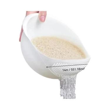 Imagem de Escorredor De Plástico Grande Com Alça, Cesto Para Arroz, Organizador 