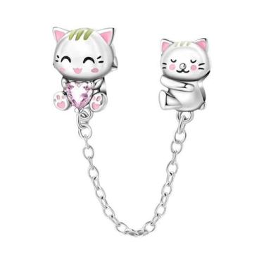 Imagem de Pulseira De Corrente Com Contas De Casal De Gato Borboleta Romântica P