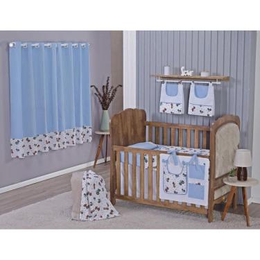 Imagem de Enxoval Bebe Kit Berço Americano Cortina Algodão Menino