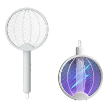 Imagem de Raquete Elétrica Mata Mosquito 2 em 1 USB Recarregável | Armadilha de Luz Roxa UV Dobrável Noturna Automática | Repelente de Insetos Bivolt Portátil para Pernilongo Dengue Mosca e Mariposa |