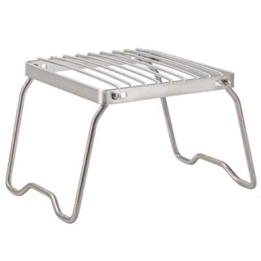 Imagem de Grelha de fogueira dobrável de aço inoxidável Grelha de acampamento de fogão dobrável Suporte de fogueira ultraleve para acampamento ao ar livre Cozinhar Caminhadas Pesca para churrasco (trumpet)