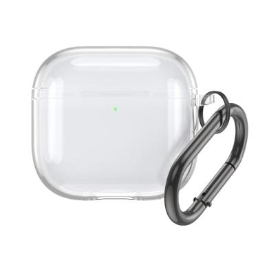 Imagem de Capa para AirPods 4 com chaveiro, capa de silicone transparente, capa protetora de pele macia, capa para fone de ouvido antiqueda (transparente, AirpodsPro4)