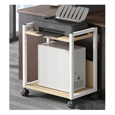 Imagem de KEG801302 Suporte para impressora de escritório de 2 níveis, torre de CPU, carrinho sob a mesa com armazenamento, máquina com rodas e tampo de mesa ajustável, rack resistente para escritório e casa