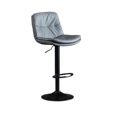 Imagem de Banquetas de bar elevatórias 60 a 80 cm banqueta de bar moderna e simples para cadeira de encosto de mesa leve de luxo para uso doméstico, cadeiras de bar (cinza)