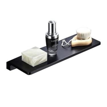 Imagem de KHUTRW3D Rack de armazenamento de chuveiro flutuante para banheiro, prateleira de banheiro de alumínio espesso, prateleira de armazenamento de parede preta moderna para banheiro, cozinha, sala de