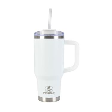 Imagem de Copo de viagem Pelican Porter de 850 g – Aço inoxidável reciclado, caneca isolada a vácuo com alça – mantém as bebidas quentes 9 horas/frias 16 horas – tampa resistente a derramamentos, lavável na