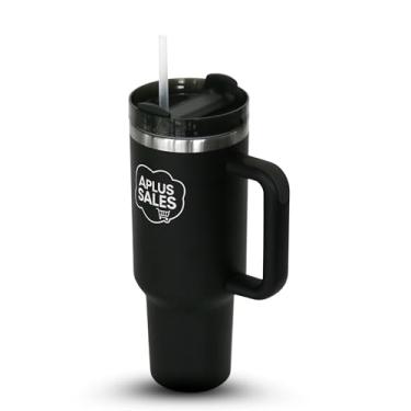 Imagem de Copo de 850 g com alça e tampa de canudo - Copo de aço inoxidável - Caneca de chá, bebidas e café de viagem - Garrafa de água isolada à prova de vazamento e parede dupla com canudo - Tamanho do