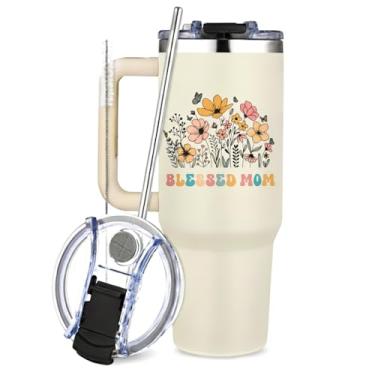 Imagem de COOWIND Presentes de copo para mãe, copo de 1,134 g com alça para mães, presentes de copo de viagem para o dia das mães, aniversário das mulheres, Natal, presente da mamãe da filha e do filho