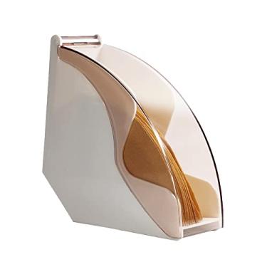 Imagem de Caixa de dispensador de papel de filtro de café prático organizador de suporte de recipiente de armazenamento por gotejamento manual (branco)