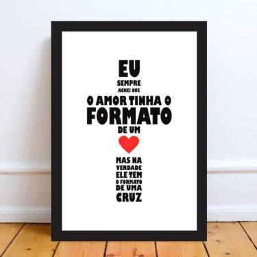 Imagem de Quadro Amor Formato De Cruz 24X18Cm Moldura Preta