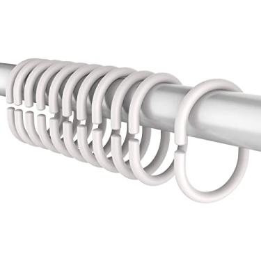 Imagem de Anéis de Cortina Banho Plástico para Barra Chuveiro Janela Design em Forma C Borracha Silicone Flexível Fácil Instalar -ferrugem 72 Pacotes