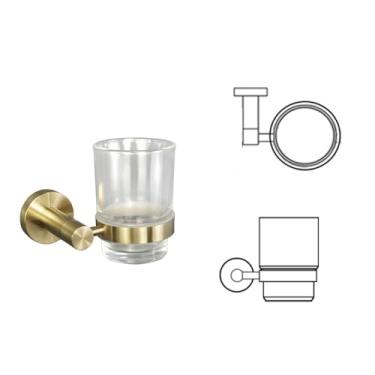 Imagem de Acessórios de banheiro dourados barra de toalha prateleira suporte de escova de vaso sanitário suporte de papel suporte de papel roupão gancho dispensador de sabonete, anel de toalha, suporte de copo