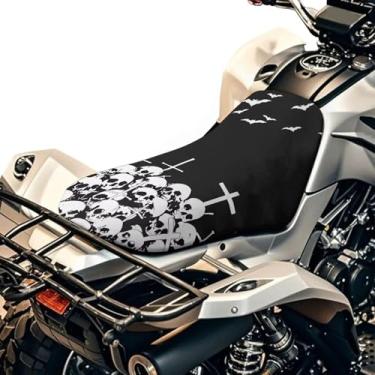 Imagem de Whosucclay Capa de assento de quadriciclo de esqueleto de Halloween à prova d'água universal quatro rodas acessórios de quadriciclo fáceis de instalar compatíveis com Polaris Sportsman Polaris