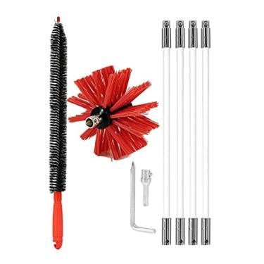 Imagem de Kit de Escova Chimney com Broca e Removedor Lenha para Limpeza Duto Secadora Chaminé Fogão Varetas Longas Flexíveis Nylon Reforçada Resistente Chaminés Metal tijolo