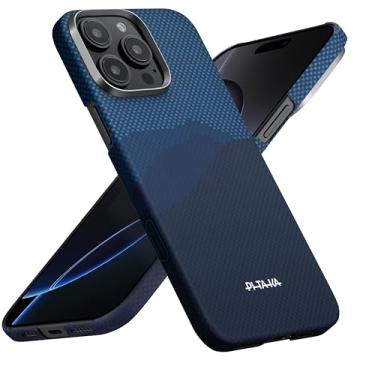 Imagem de pitaka Capa para iPhone 16 Pro compatível com MagSafe, fina e leve para iPhone 16 Pro com sensação sem capa, tecido de fibra de aramida 1500D [tecido tátil no horizonte]